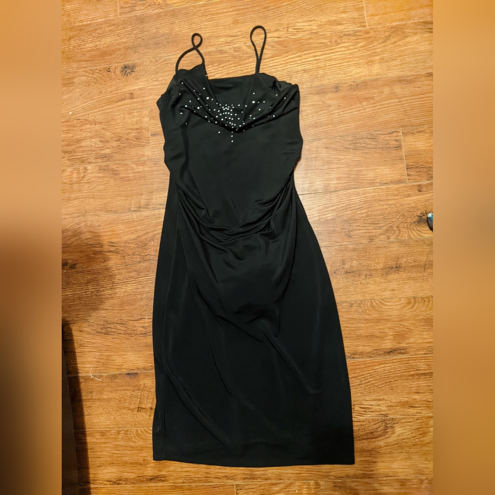 00's Global Mind cowl neck sequined midi dress